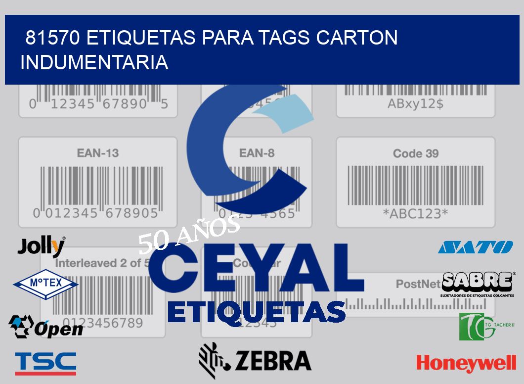 81570 ETIQUETAS PARA TAGS CARTON INDUMENTARIA