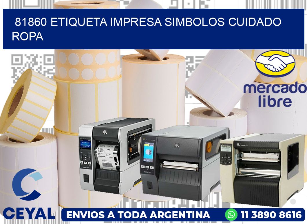 81860 ETIQUETA IMPRESA SIMBOLOS CUIDADO ROPA