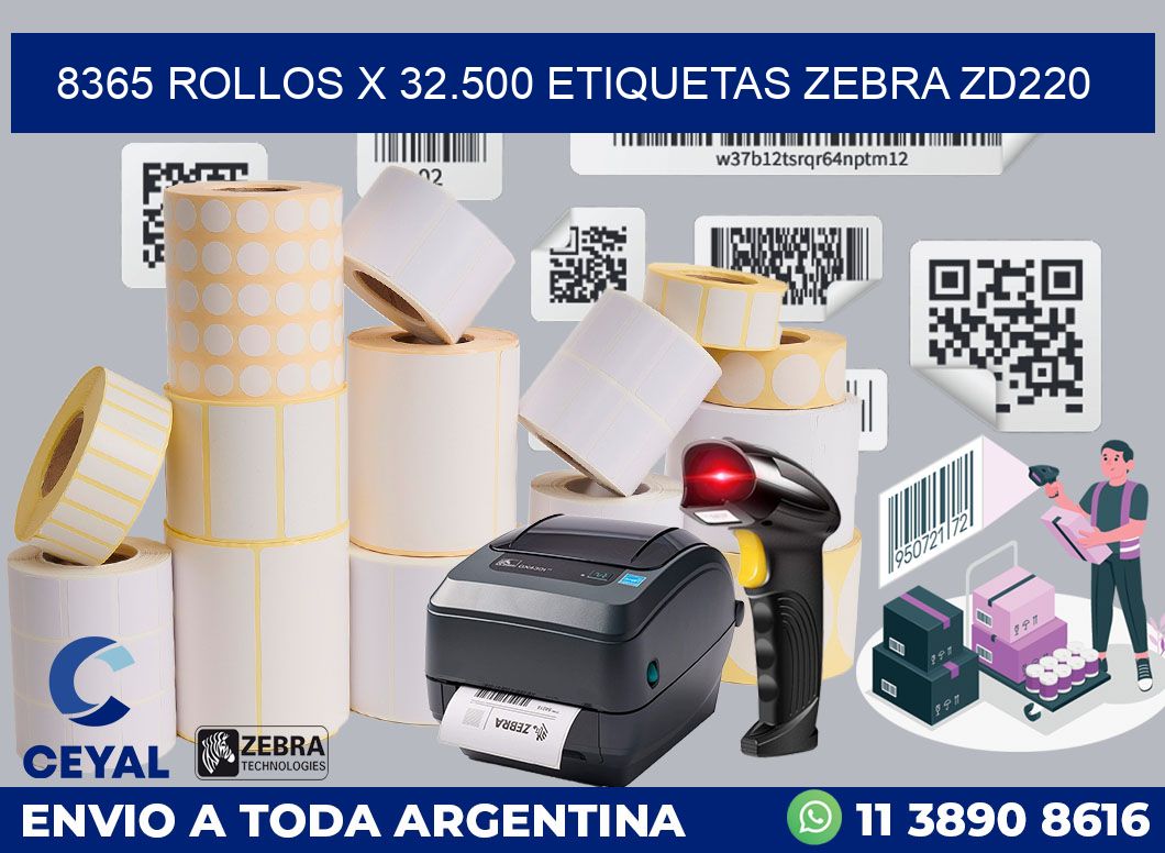 8365 Rollos x 32.500 etiquetas zebra zd220