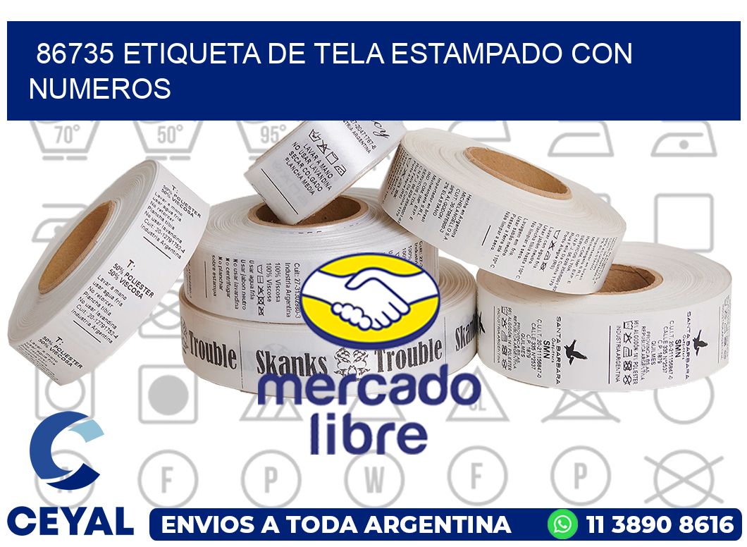 86735 ETIQUETA DE TELA ESTAMPADO CON NUMEROS
