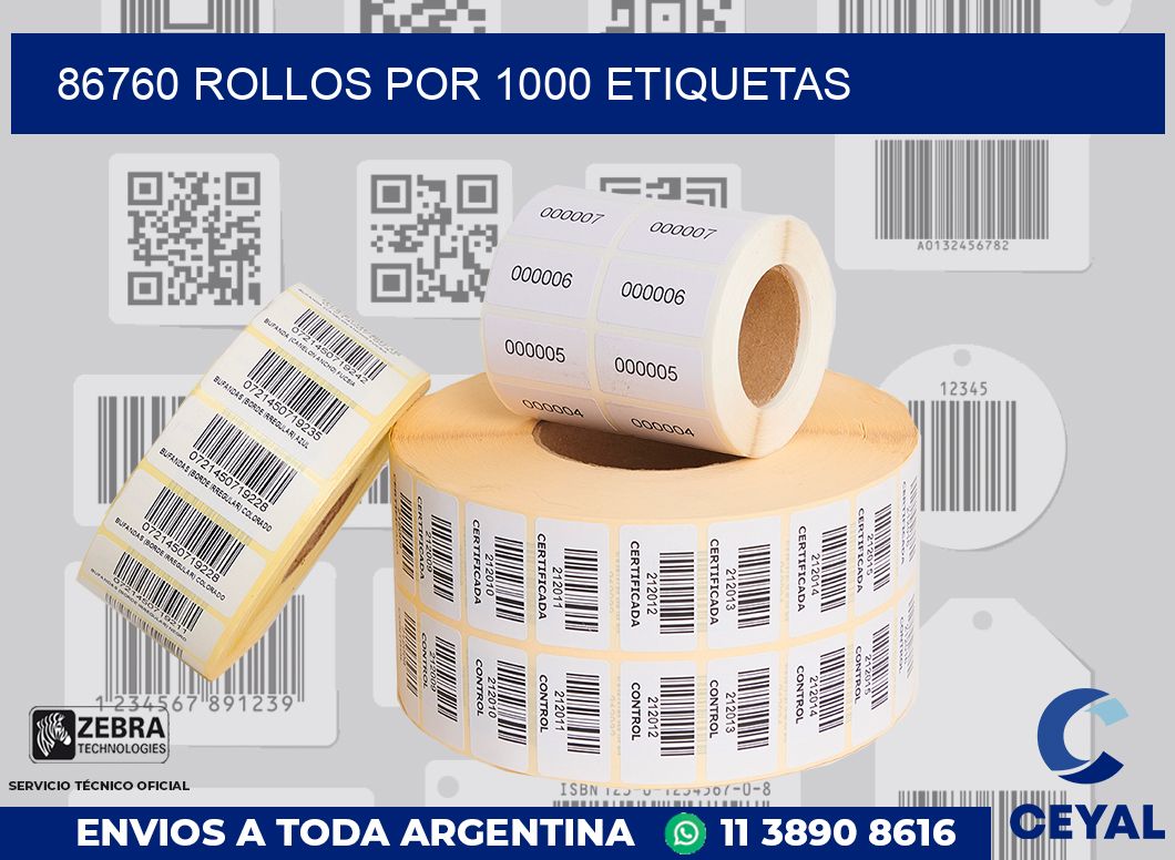86760 Rollos por 1000 etiquetas