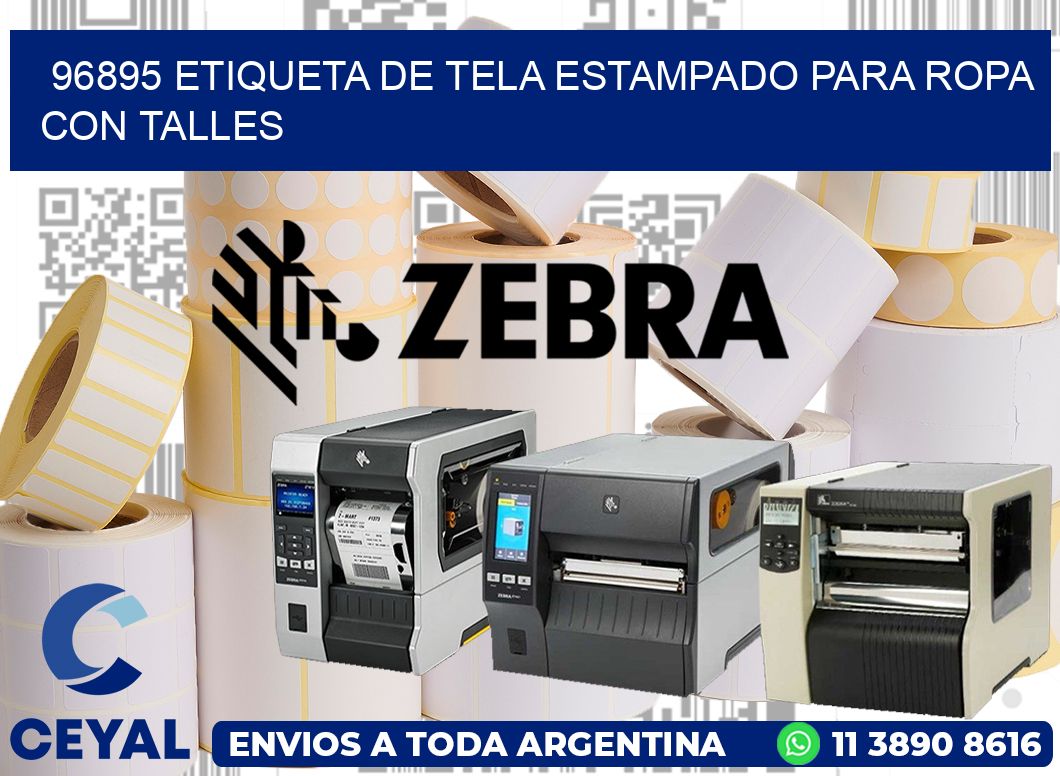 96895 ETIQUETA DE TELA ESTAMPADO PARA ROPA CON TALLES