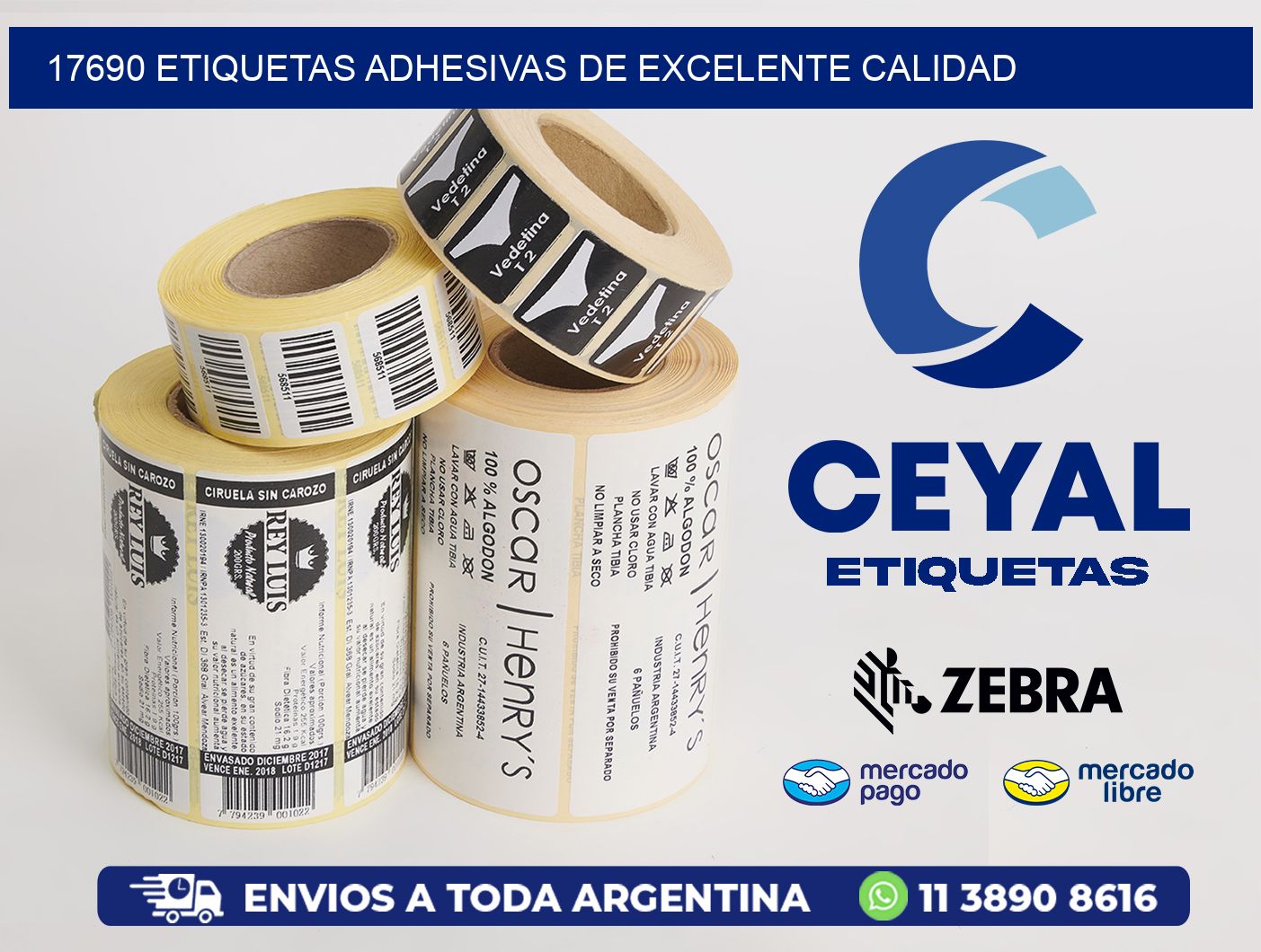 17690 ETIQUETAS ADHESIVAS DE EXCELENTE CALIDAD