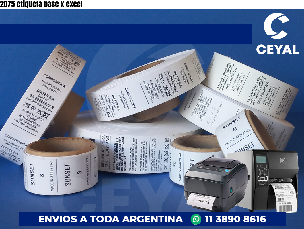 2075 etiqueta base x excel