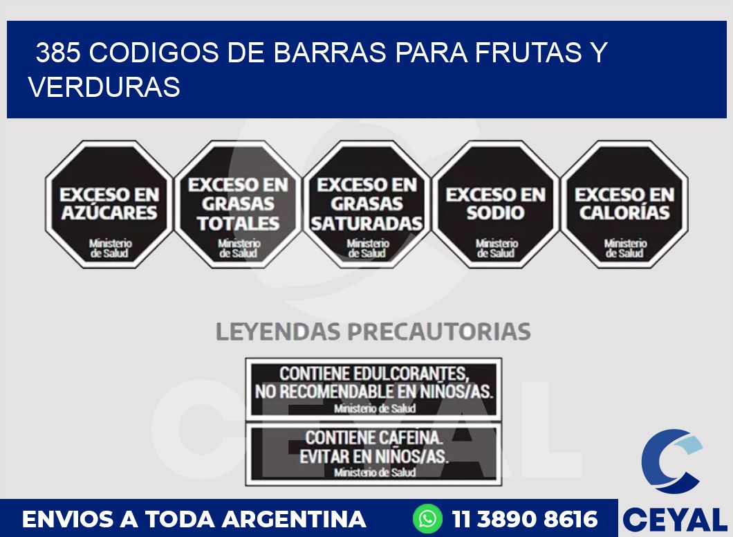 385 CODIGOS DE BARRAS PARA FRUTAS Y VERDURAS