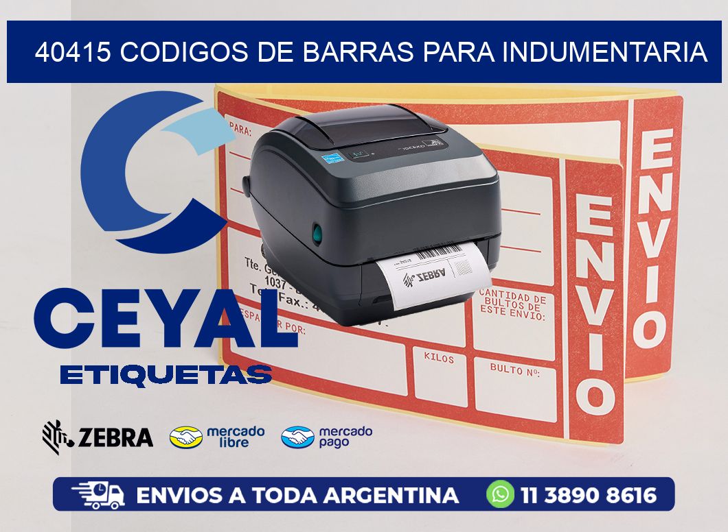 40415 CODIGOS DE BARRAS PARA INDUMENTARIA