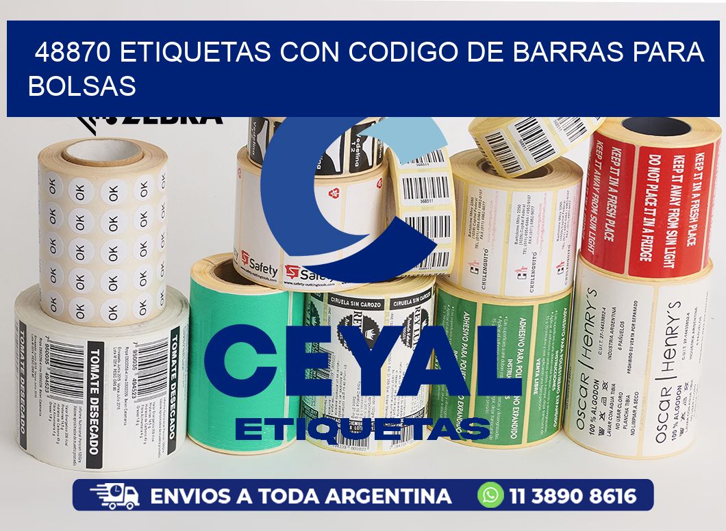 48870 ETIQUETAS CON CODIGO DE BARRAS PARA BOLSAS