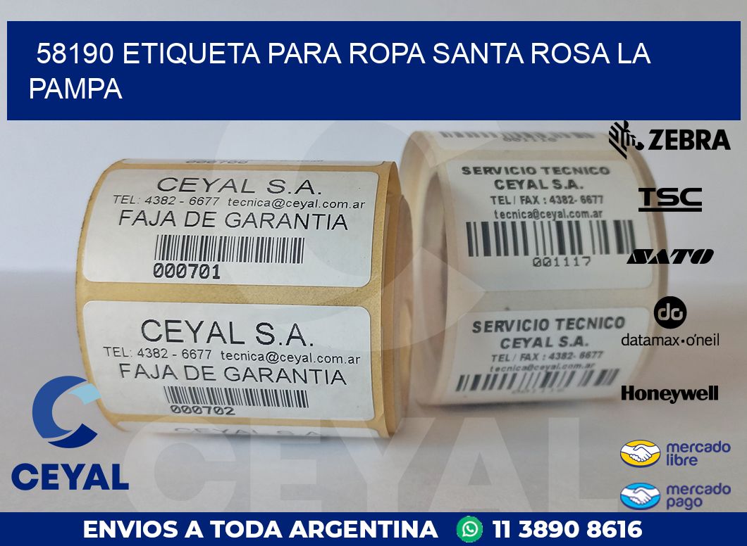 58190 ETIQUETA PARA ROPA SANTA ROSA LA PAMPA