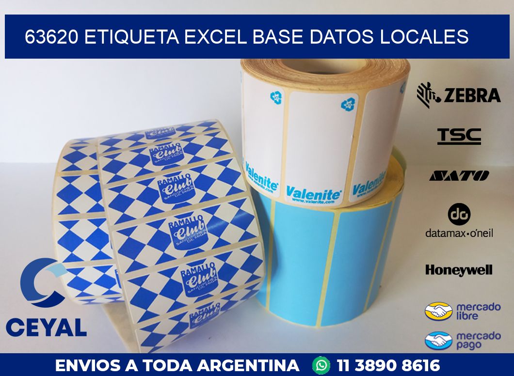63620 etiqueta excel base datos locales