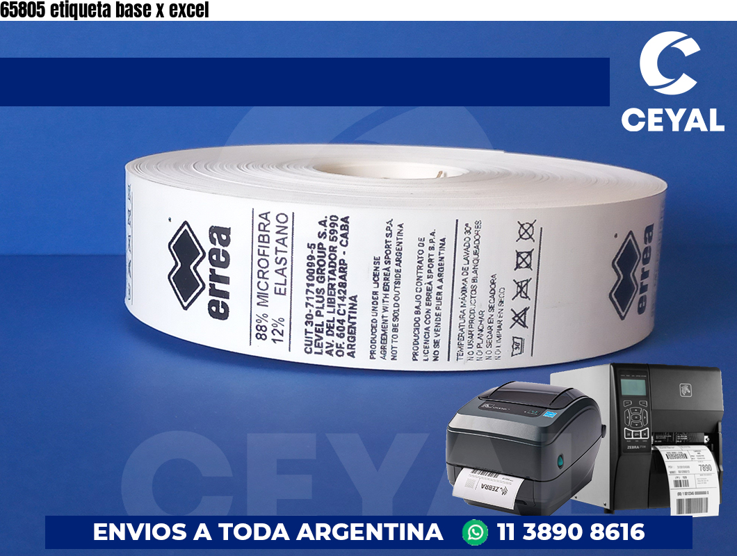 65805 etiqueta base x excel