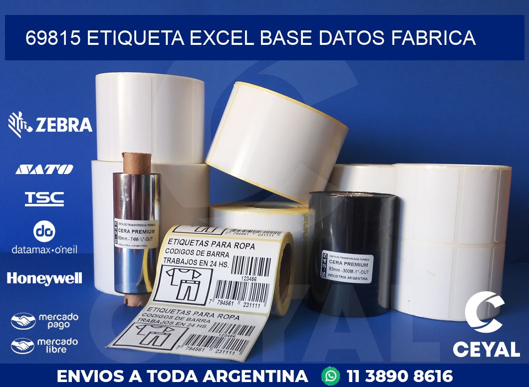 69815 etiqueta excel base datos fabrica