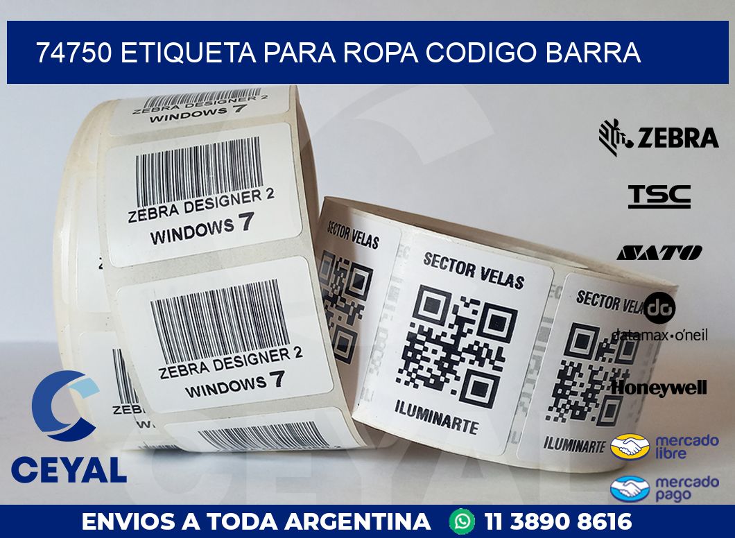 74750 ETIQUETA PARA ROPA CODIGO BARRA