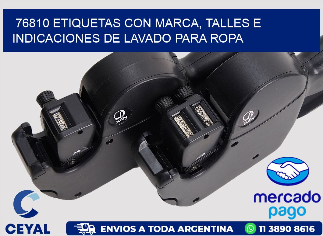76810 ETIQUETAS CON MARCA, TALLES E INDICACIONES DE LAVADO PARA ROPA
