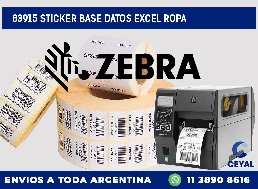 83915 sticker base datos excel ropa