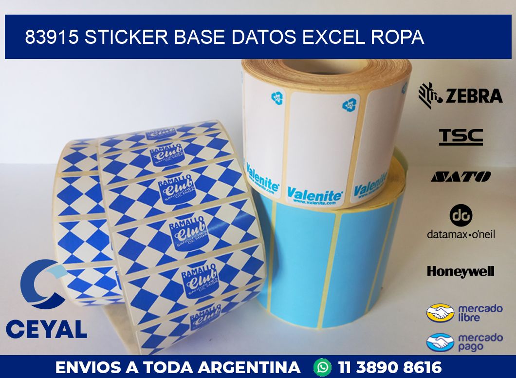 83915 sticker base datos excel ropa