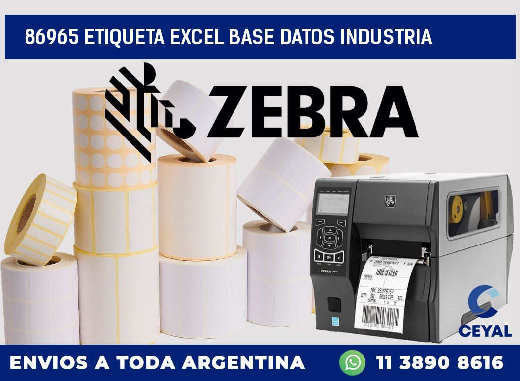 86965 etiqueta excel base datos industria