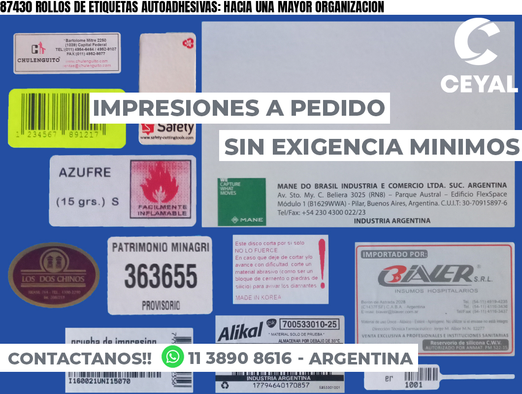 87430 ROLLOS DE ETIQUETAS AUTOADHESIVAS: HACIA UNA MAYOR ORGANIZACION