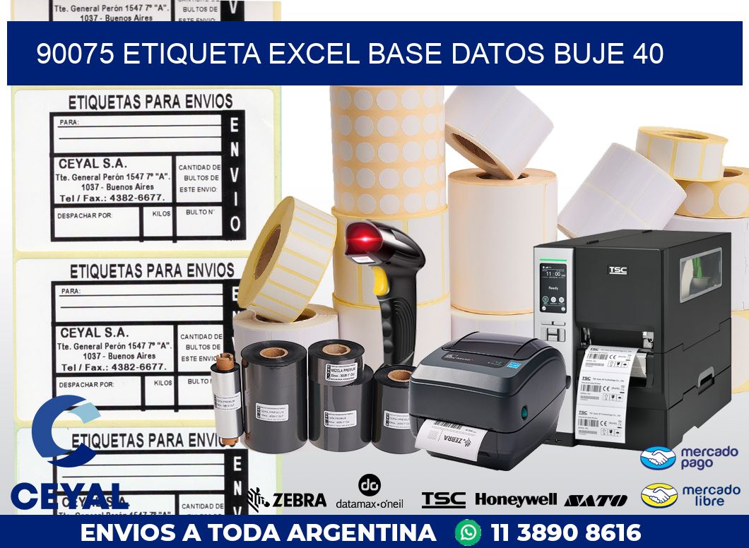 90075 etiqueta excel base datos buje 40