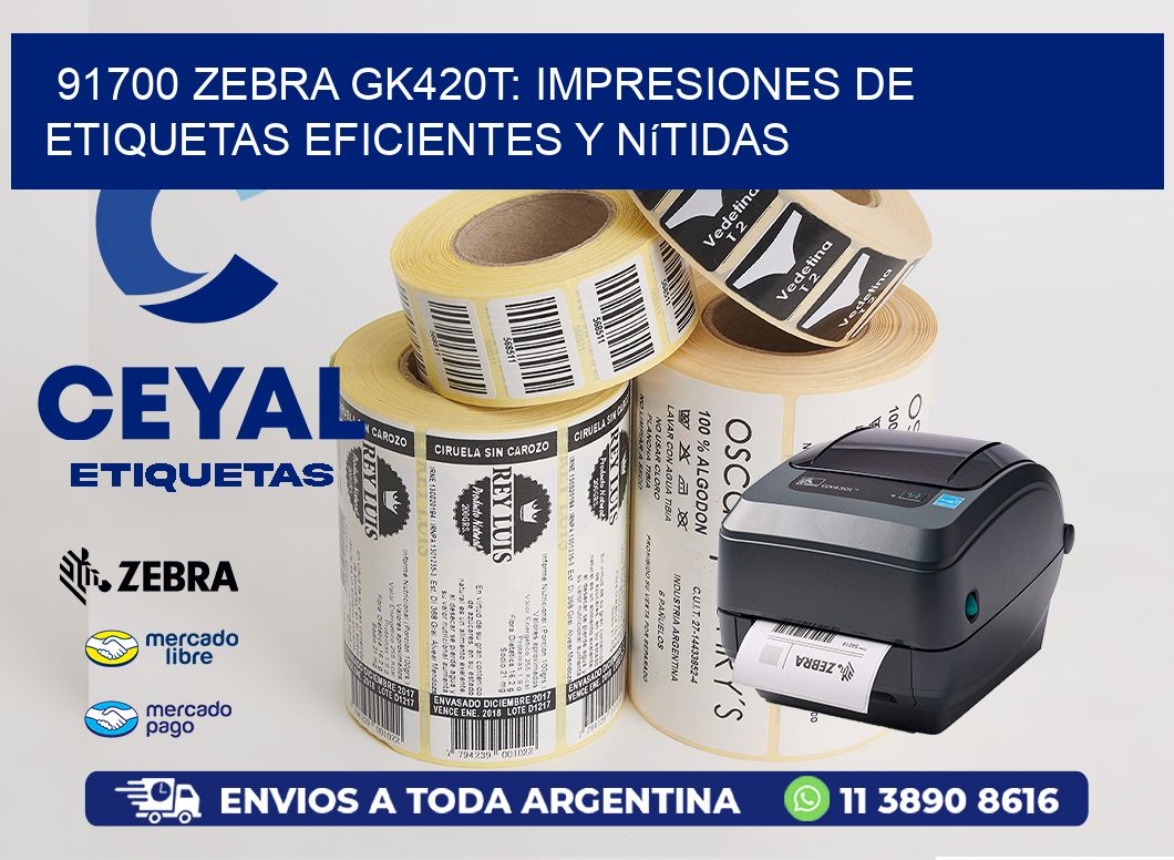 91700 Zebra GK420T: Impresiones de Etiquetas Eficientes y Nítidas