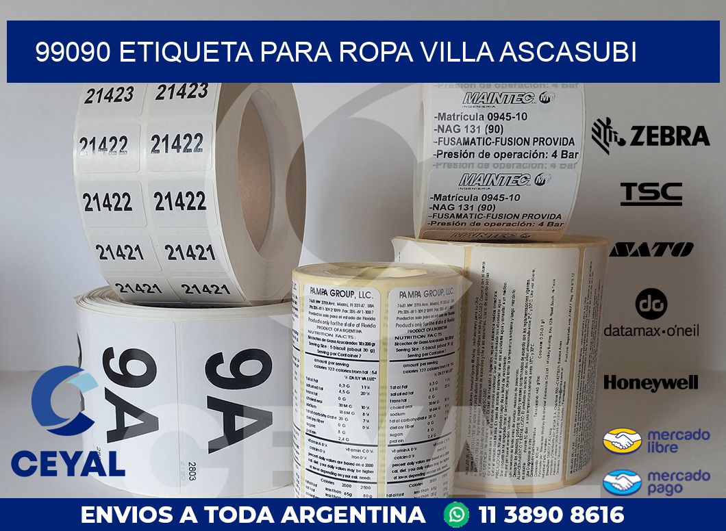 99090 ETIQUETA PARA ROPA VILLA ASCASUBI