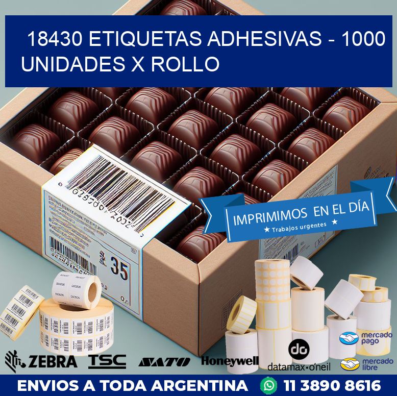 18430 ETIQUETAS ADHESIVAS – 1000 UNIDADES X ROLLO