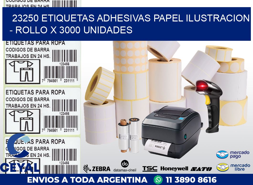 23250 ETIQUETAS ADHESIVAS PAPEL ILUSTRACION - ROLLO X 3000 UNIDADES