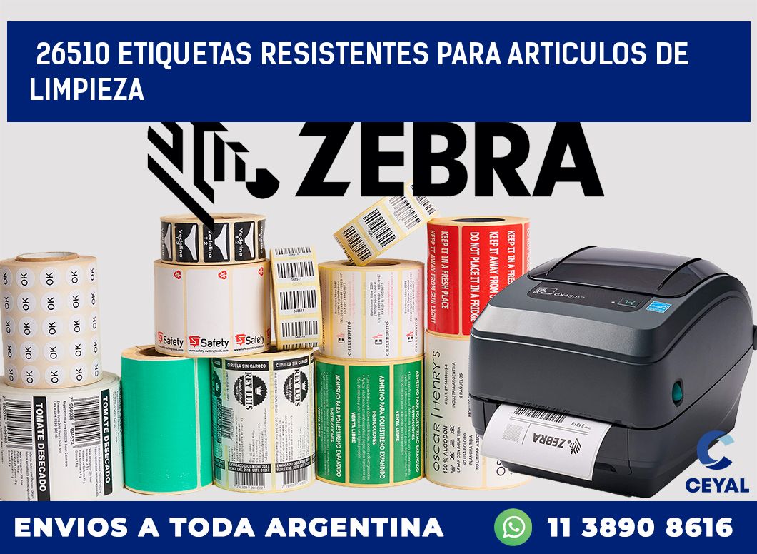 26510 ETIQUETAS RESISTENTES PARA ARTICULOS DE LIMPIEZA