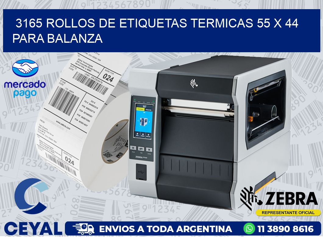 3165 ROLLOS DE ETIQUETAS TERMICAS 55 X 44 PARA BALANZA