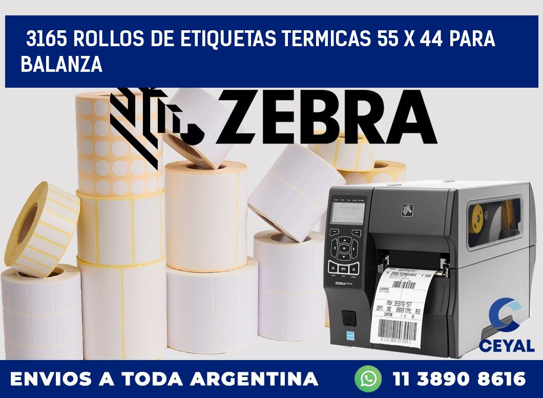 3165 ROLLOS DE ETIQUETAS TERMICAS 55 X 44 PARA BALANZA