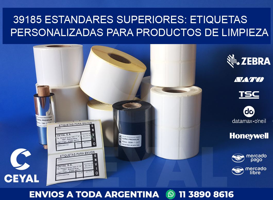 39185 ESTANDARES SUPERIORES: ETIQUETAS PERSONALIZADAS PARA PRODUCTOS DE LIMPIEZA
