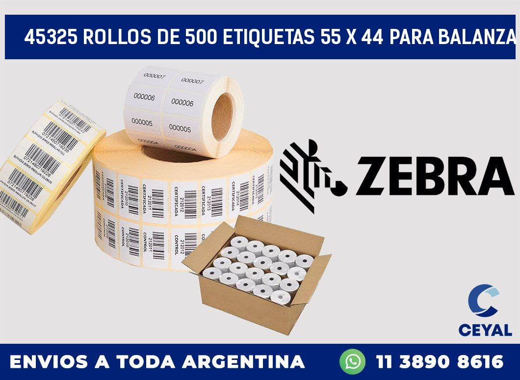 45325 ROLLOS DE 500 ETIQUETAS 55 X 44 PARA BALANZA