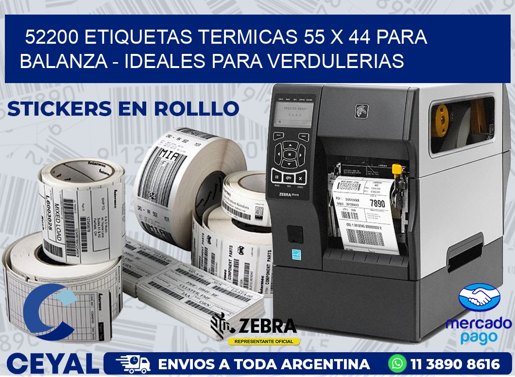 52200 ETIQUETAS TERMICAS 55 X 44 PARA BALANZA - IDEALES PARA VERDULERIAS