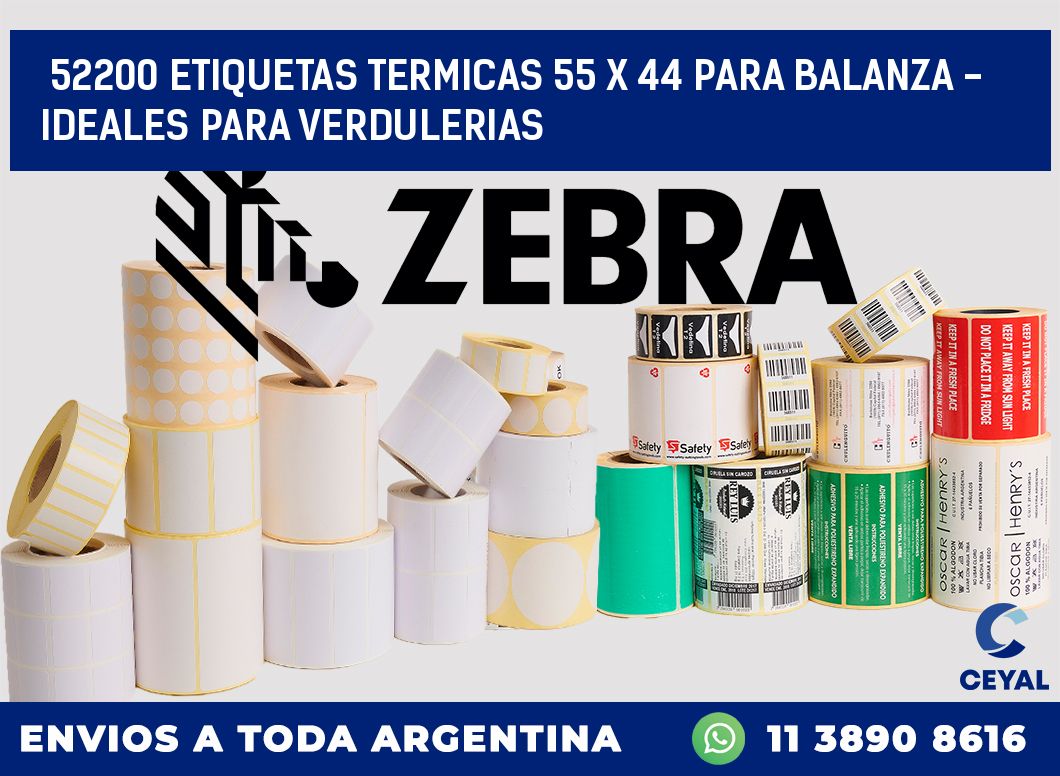 52200 ETIQUETAS TERMICAS 55 X 44 PARA BALANZA - IDEALES PARA VERDULERIAS