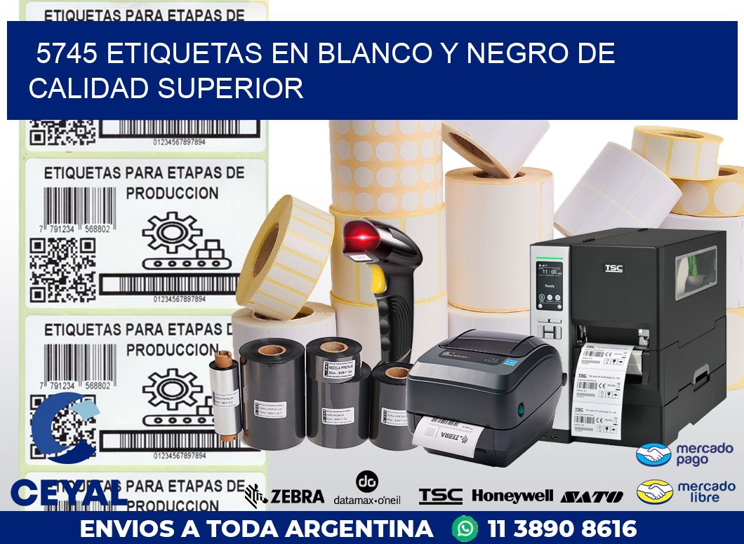 5745 ETIQUETAS EN BLANCO Y NEGRO DE CALIDAD SUPERIOR