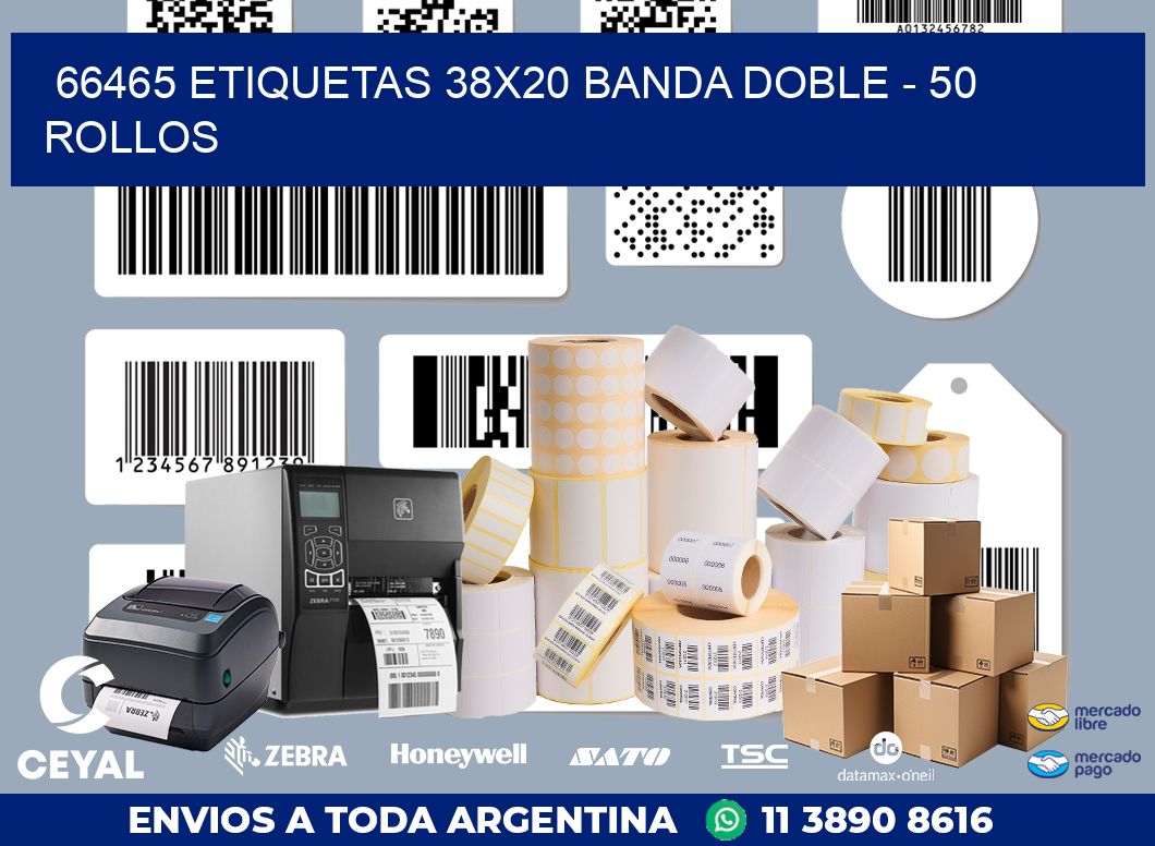 66465 ETIQUETAS 38X20 BANDA DOBLE - 50 ROLLOS