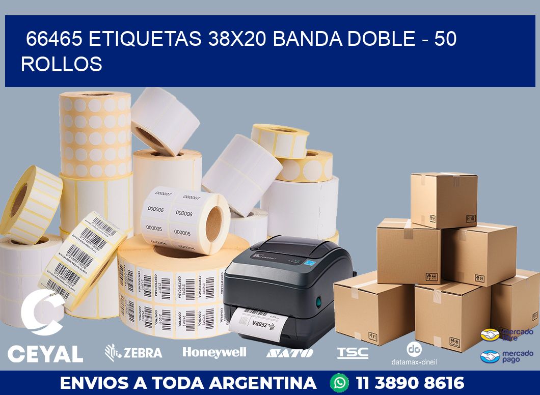 66465 ETIQUETAS 38X20 BANDA DOBLE - 50 ROLLOS