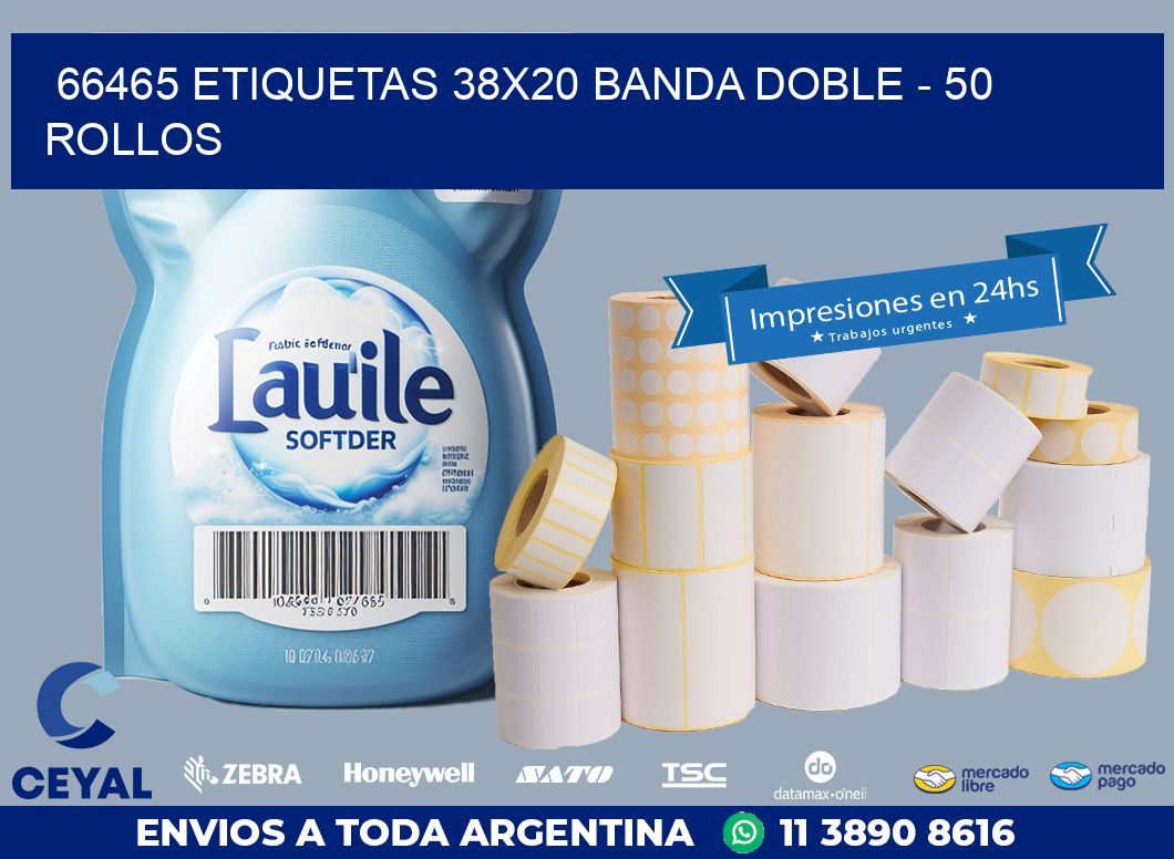 66465 ETIQUETAS 38X20 BANDA DOBLE – 50 ROLLOS