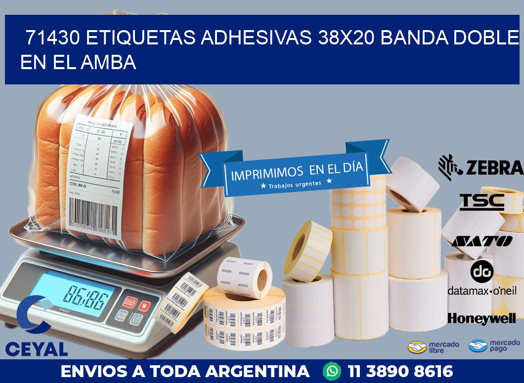 71430 ETIQUETAS ADHESIVAS 38X20 BANDA DOBLE EN EL AMBA