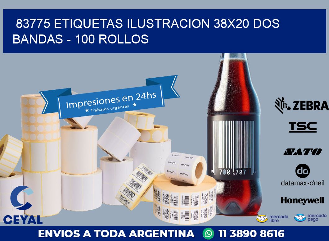 83775 ETIQUETAS ILUSTRACION 38X20 DOS BANDAS – 100 ROLLOS