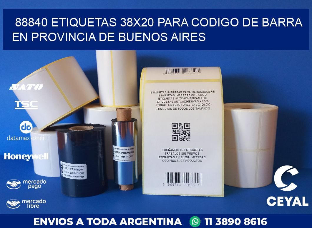 88840 ETIQUETAS 38X20 PARA CODIGO DE BARRA EN PROVINCIA DE BUENOS AIRES