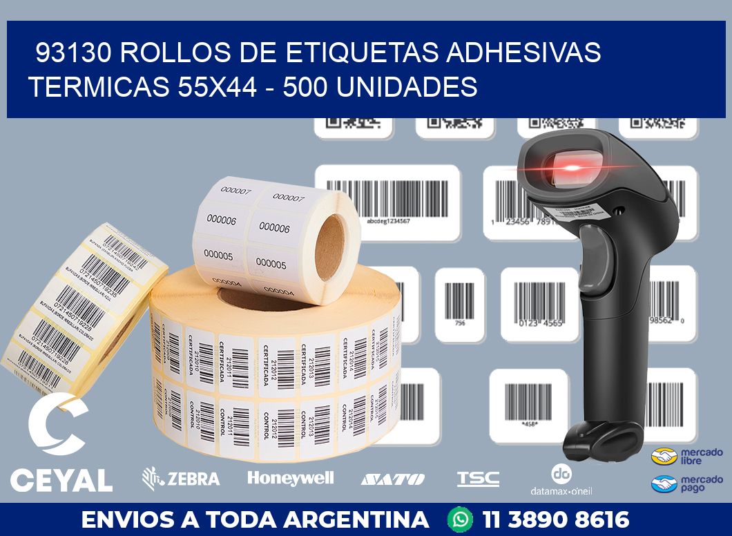 93130 ROLLOS DE ETIQUETAS ADHESIVAS TERMICAS 55X44 - 500 UNIDADES