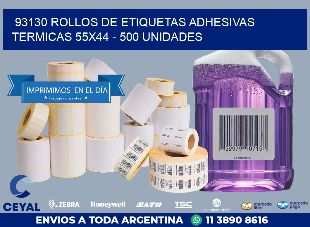 93130 ROLLOS DE ETIQUETAS ADHESIVAS TERMICAS 55X44 – 500 UNIDADES