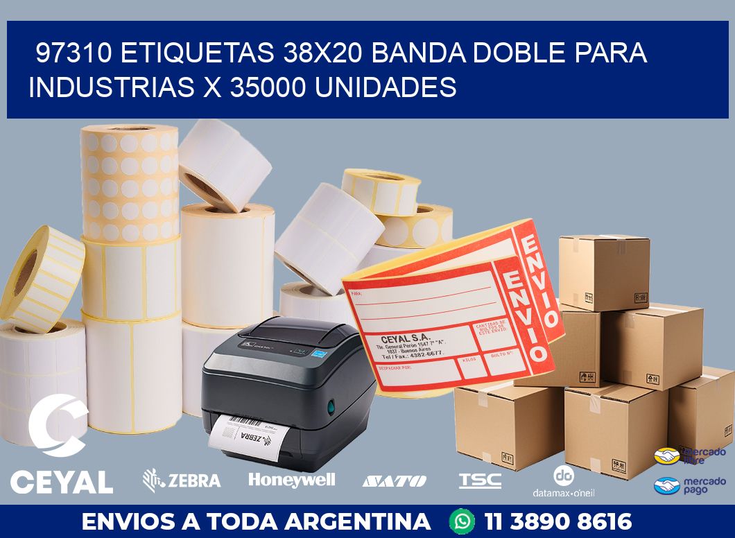 97310 ETIQUETAS 38X20 BANDA DOBLE PARA INDUSTRIAS X 35000 UNIDADES