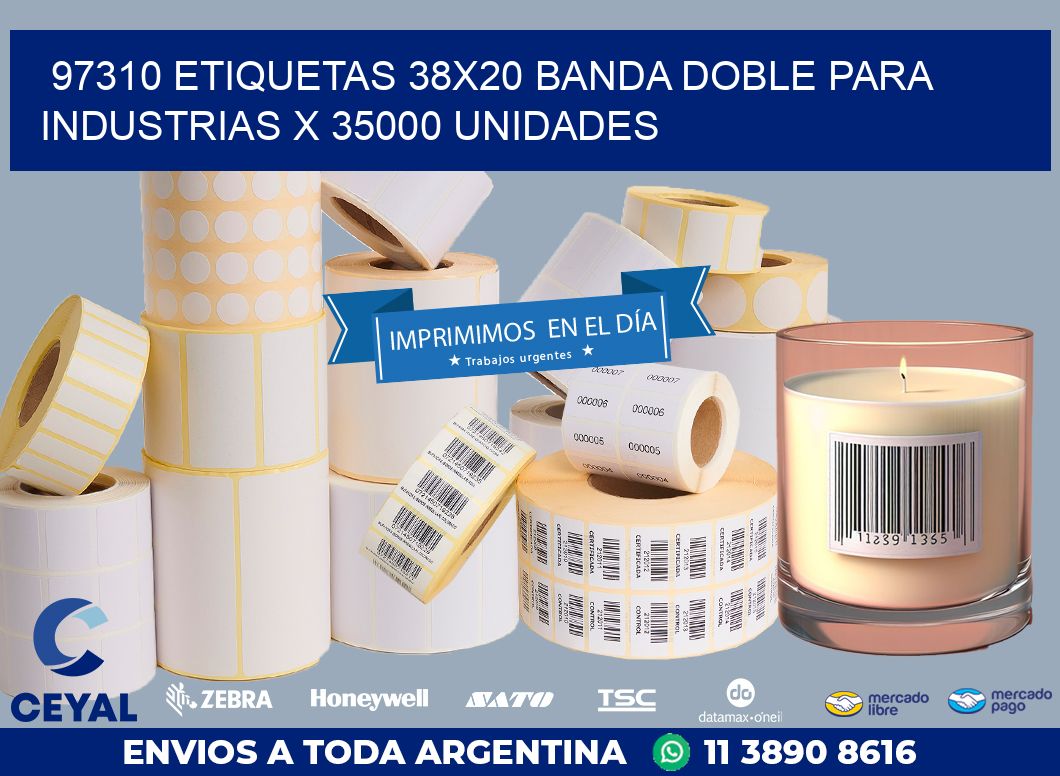 97310 ETIQUETAS 38X20 BANDA DOBLE PARA INDUSTRIAS X 35000 UNIDADES