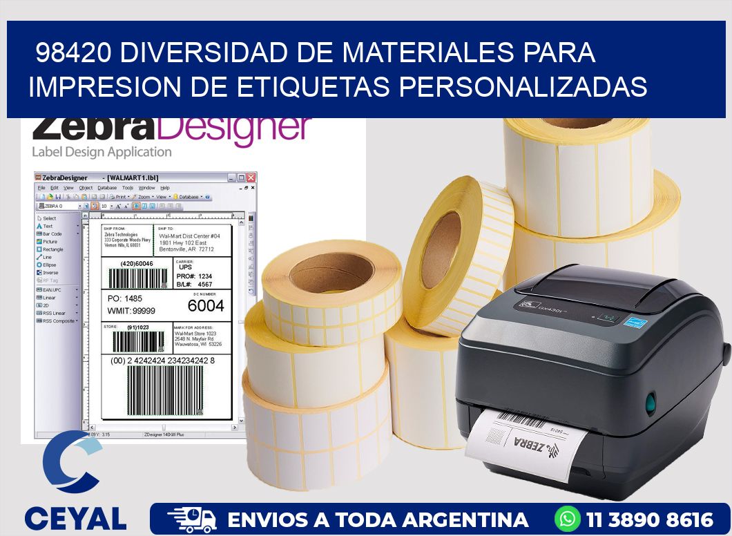 98420 DIVERSIDAD DE MATERIALES PARA IMPRESION DE ETIQUETAS PERSONALIZADAS