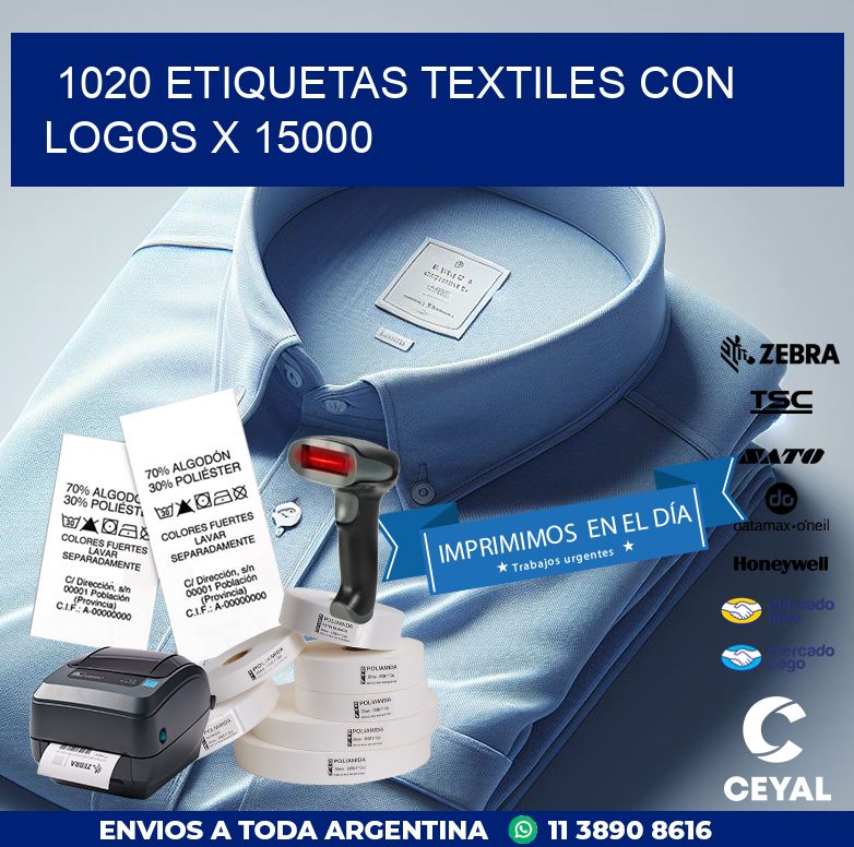 1020 ETIQUETAS TEXTILES CON LOGOS X 15000
