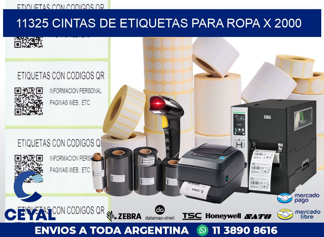 11325 CINTAS DE ETIQUETAS PARA ROPA X 2000