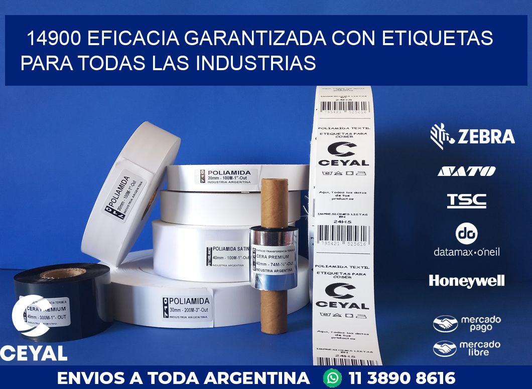 14900 EFICACIA GARANTIZADA CON ETIQUETAS PARA TODAS LAS INDUSTRIAS