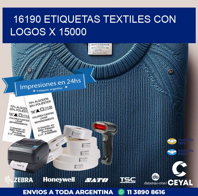 16190 ETIQUETAS TEXTILES CON LOGOS X 15000