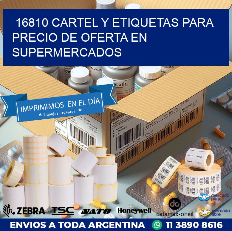 16810 CARTEL Y ETIQUETAS PARA PRECIO DE OFERTA EN SUPERMERCADOS
